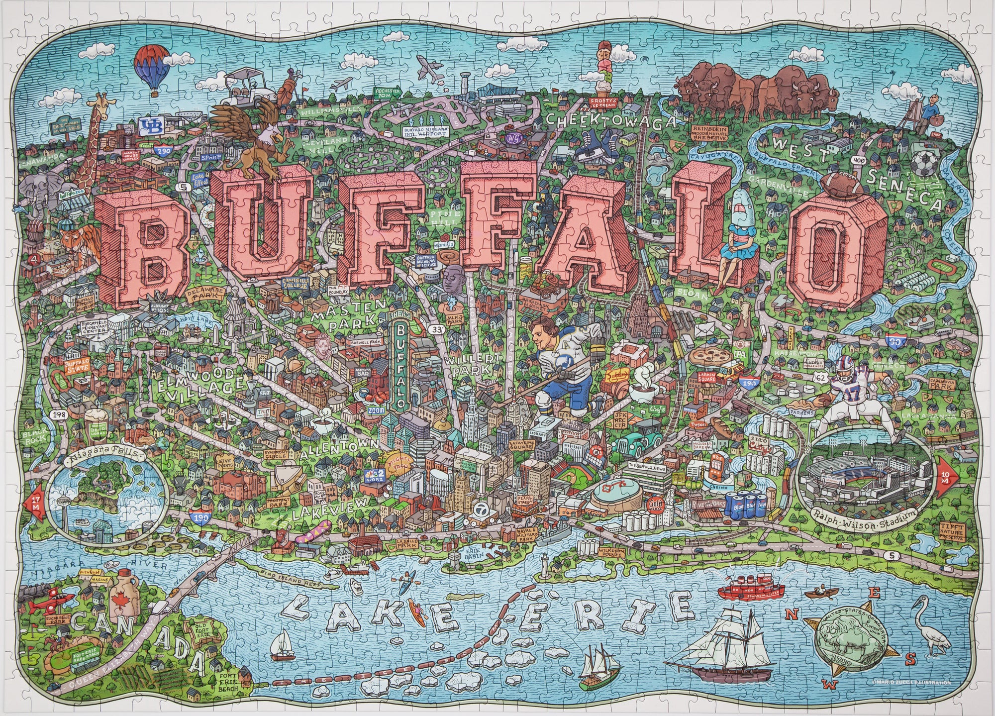 Buffalo Map by Mario Zucca